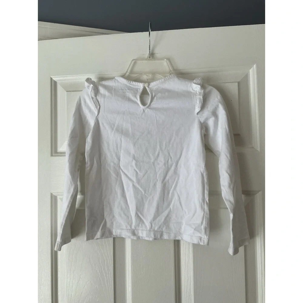 Janie And Jack T-Shirt Size 7 Girl's Best Friend Long Sleeve White Ruffle Dog‎